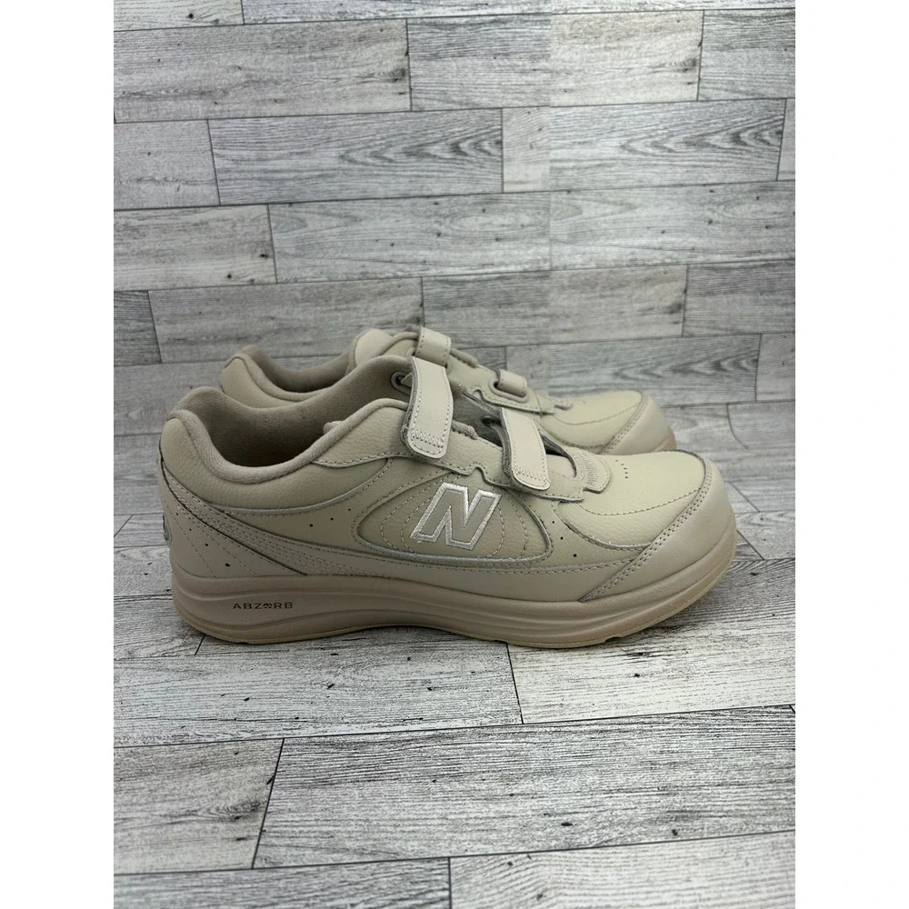 New Balance 577 Walking Shoe Beige Leather Hook and Loop Strap Comfort 8.5M‎